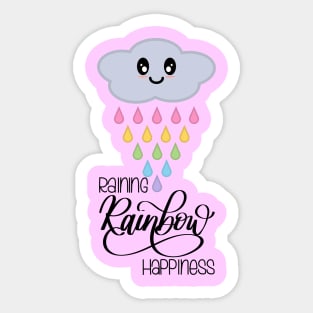 Raining Rainbow Happiness Kawaii Cute Rain Cloud in Pink Sticker